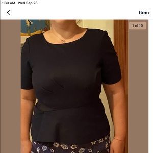 Tahari Wool Dark Blue Top Jacket Career Top L-XL